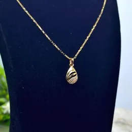 Gold Plated 1mm New Model Box Chain With  Pendant With White Stone For Women.
