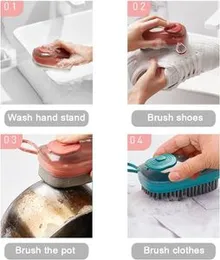 3 in 1 Extruded Laundry Brush Multifunctional Scrubbing Brush with Sponge Brush and Emer Brush