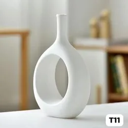 Porcelain luxury Vase bottle hole white T11