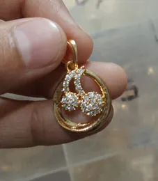 Gold Plated Alloy Metal cherry Pendant with Stones