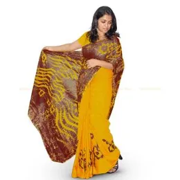 Dark Brown with Batik Crack Batik Saree Sri Lanka