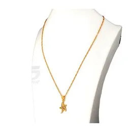 Gold Plated Guaranteed 18/24 inch Karali / Disco Chain with "A" Star Pendant Necklace for ladies.