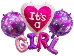 5 Pcs Foil Balloons It"s a Girl - Baby Girl Shower Party Decoration
