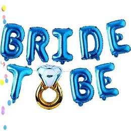 9Pcs 16" BRIDE TO BE Letter Banner Balloon Party Foiled BLUE