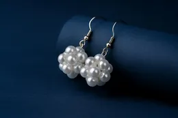 Elegant White Pearl Cluster Earrings for Women - Stylish Dangler Design