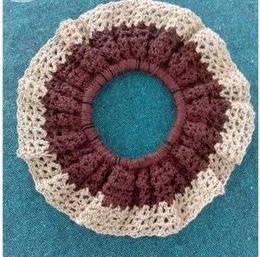 Handmade Crochet Hair Scrunchie – Dual Tone Design (Brown & Beige)