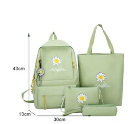 Women School Backpacks – Canvas 4pcs Set | Teen Girls Student Book Bag | Stylish & Functional