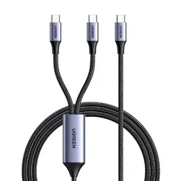 UGREEN 1.5 Meter 100W 2-in-1 Type-C to Dual Type-C 5A Max PD Charging Cable – US561 - 35087