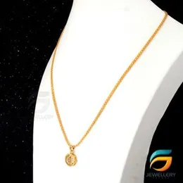 Gold Plated Guaranteed 18/24 inch 02mm Bismark Chain with Small Derana Pendant Necklace for ladies.