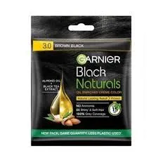 Garnier Black Naturals Oil Enriched Cream Hair Colour 1.0 Deep Black (20 g + 20 ml)