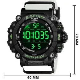 Piaoma 9106 Black Dial Multi Functional Green Light Led Water Resistant Wrist Watch Digital Watch - For Men