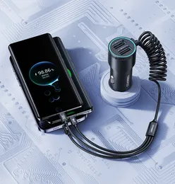 TRANYOO T-C23 30W Telescopic Car Charger Dual USB Fast Charging