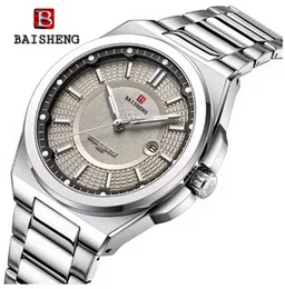BAISHENG New Watches Original Brand For Men Casual Sport Man Stainless Steel Wristwatch Waterproof Quartz Classic Clock 9292