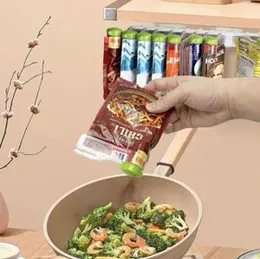 Wall Hanging Spice Bag Storage Rack Kitchen Self-adhesive Seasoning Bag 10 Holder Plastic Spice Sealing Clips Kitchen Organize