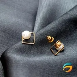 Earrings For Women Box Theme Gold Plated Stud Earrings With Pearl.