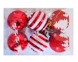 6 Pcs Christmas Xmas Tree Decoration Ball Baubles Box - 5 Designs - Christmas Deco