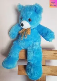 Blue Teddy Bear, specifically a 2.5-foot tall soft toy.