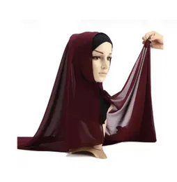 Chiffon Georgette Plain Shawl Hijab 180×72 cm Lightweight Soft Scarf for Women