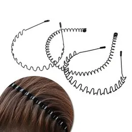 Metal Hair Band for Men Women Headband, Unisex Black Color Hair Band Wavy Spring Sports Headband Men Hair Band Hoop Clips Women Accessories Simple Ela