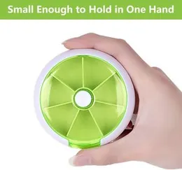 Weekly Pill Organizer- Push Button Rotate Pill Planner with 7 Compartments - Pill Case 7 Day 3 Times Medicine Pill Dispenser