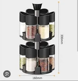 Spice Rack 12 pcs rotating spice rack double layer
