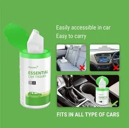 Perisafe Essential Car Tissues Pack of 5 (50 pulls 2 ply–250 pulls) | Fits in all type of Car Cup Holder| Easily Accessible |Soft, Eco friendly & Chem