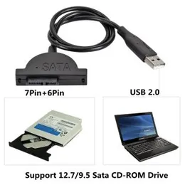 PC Laptop Notebook USB 2.0 to SATA 7+6 Pin Cable CD/DVD-ROM Drive Cable Optical Driver Adapter Data Transfer Cable