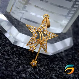 Gold Plated Pendant Medium Star Vaalmiki Pendant With White Stone Fashion Stylish Rich Look Pendant For Women.