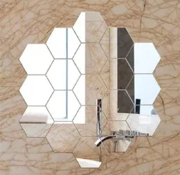 Hexagonal 3D Mirror Wall Sticker-12pcs