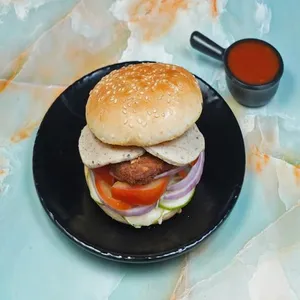 Chicken Salami Burger With Cheese