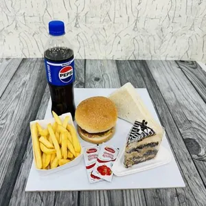 Burger Sandwich Chocolate Pastry French Fries & Pepsi