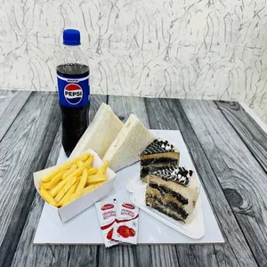 Sandwich 2pcs -Chocolate Pastry 2pcs-Fries & Pepsi