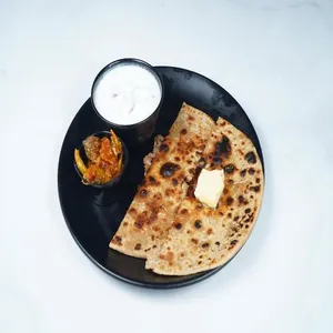 Gobhi paratha+ butter + dahi