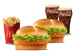 2 Crispy Veggie Burger + Fries (L) + 2 Coke