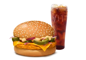 Grilled Chicken & Cheese Burger + Coke