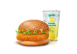 Korean Mc Spicy Paneer Burger +Korean Yuzu- Pop Sprite Combo