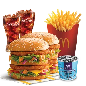 2 Chicken Maharaja Mac Burger + 2 Coke + Fries (L) + McFlurry Oreo (M)