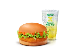 Korean Mc Aloo Tikki Burger+ Korean Yuzu-Pop Sprite