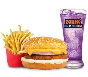 Classic burger french fries any mojito