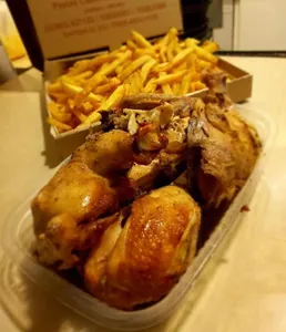 Pollo a la diabla con fritas