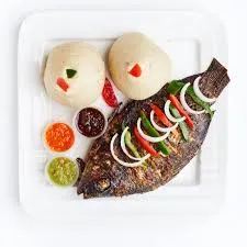 Banku with full tilapia