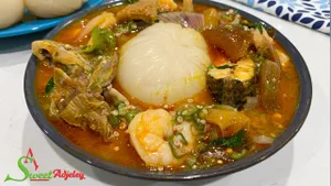Banku with Assorted okro