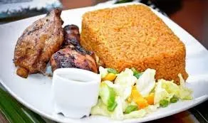Jollof Rice with grilled Chicken & salad