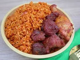 Jollof rice with Cow meat