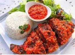 Plain rice and Stew