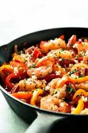 Shrimps with green pepper & onion