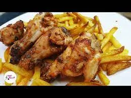 Fries and grilled chicken