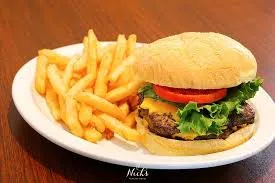Double cheese burger with fries