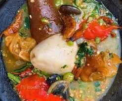 Banku and okro (crab, wele, cow meat)