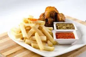 Potatoes chips and chicken